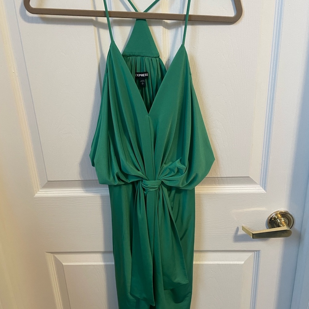 Kelly Green Drape Front Dress